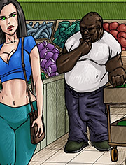 The produce man: I would love to see a big cock take her tight pussy