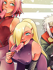 Narutoon – The erotic book writer: The girls Sackura and Ina appear, sucking popsicles