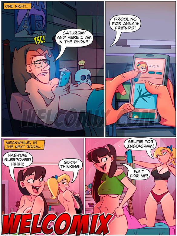 The jerk-off guy wastes no time and goes there to enjoy her in sexy pajamas - The Naughty Home - Sleepover by welcomix (tufos)