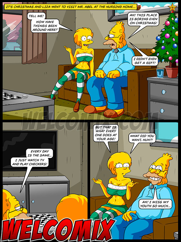 I got so horny that my dick is bulging tight un my pants - The Simptoons, Christmas at nursing home by welcomix (tufos)