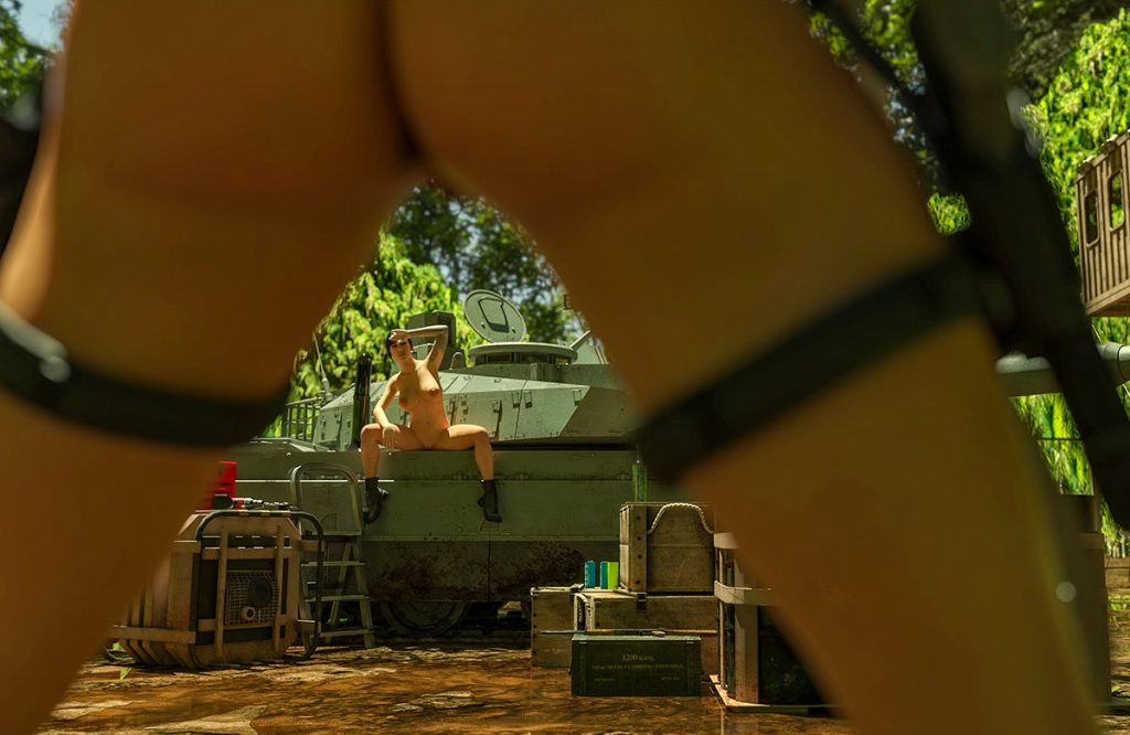;Dirty fun with big guns - Lara in the army by Tab109