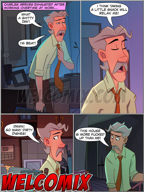 Charles arrives home from work crazy to have sex with his wife - The 4 Naughties, Beard, Hair and Mustache by welcomix (tufos)