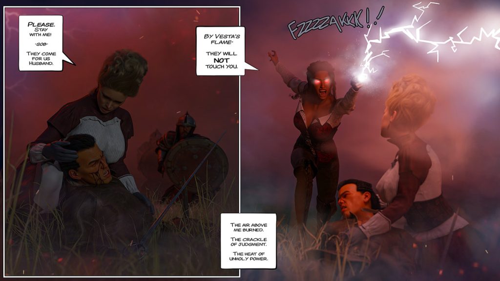 Knelt in the hay with a cock in each hand and a third awaiting her mouth - The ring of the Roman Empress 8 by Tab109