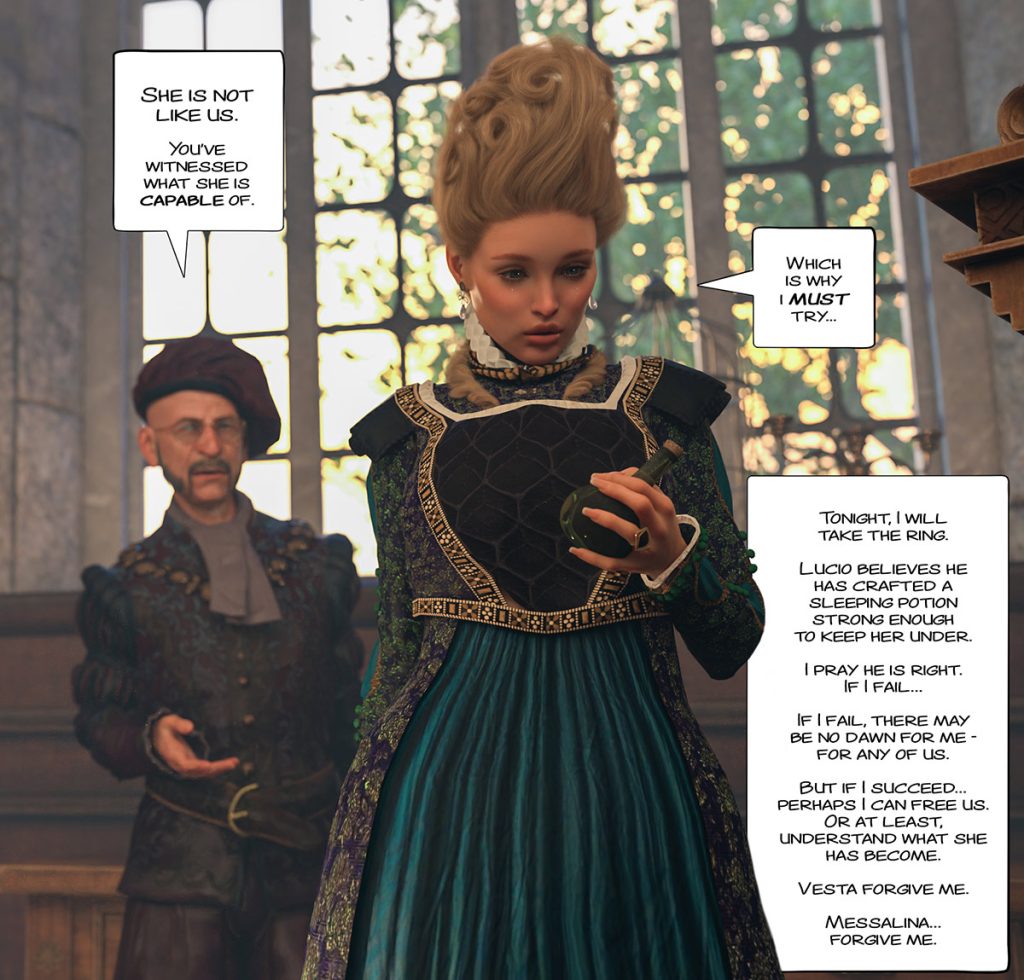 Knelt in the hay with a cock in each hand and a third awaiting her mouth - The ring of the Roman Empress 8 by Tab109