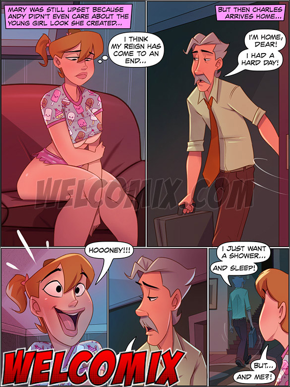 New household nymphet gives her a big kiss, and the two start some lesbian action - The 4 Naughties, Swapping Roles (Part 03) by welcomix (tufos)